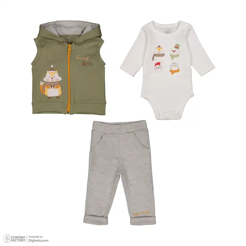 ست 3 تکه لباس نوزادی ایندیگو مدل 4063