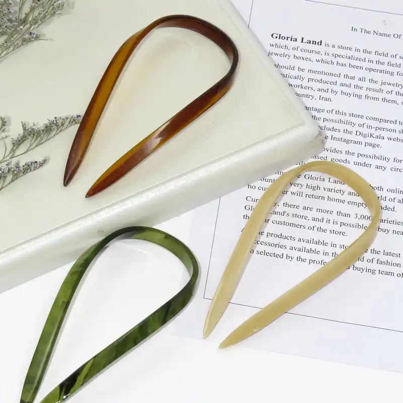 گیره مو زنانه مدل کانزاشی دو شاخ کد G_Lnd_3192