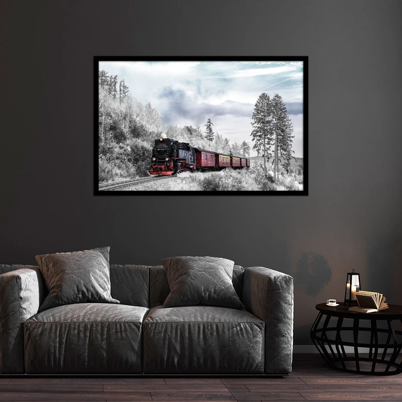 تابلو بکلیت طرح قطار و منظره زمستانی و کوهستانی  مدل  B-bu2543