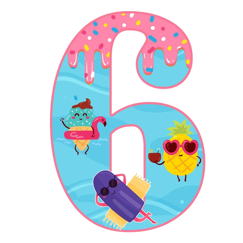 استند رومیزی تولد مدل عدد 6 طرح بستنی کد 1089