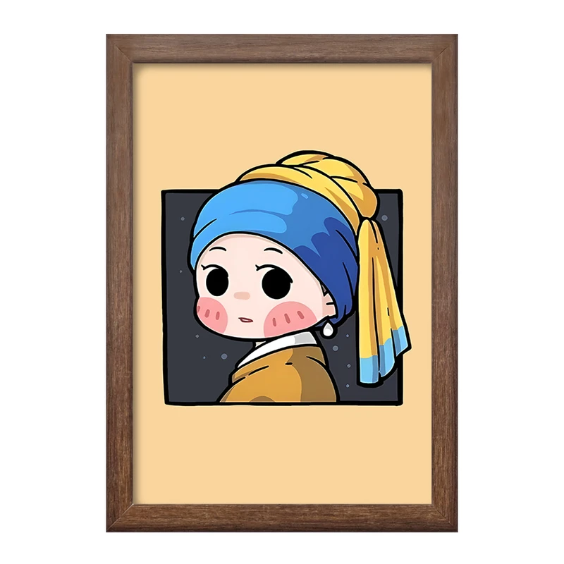 تابلو خندالو طرح دختری با گوشواره مروارید کد F6869