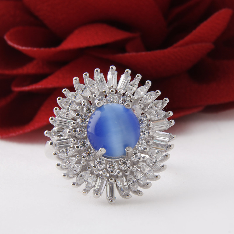 انگشتر نقره زنانه مدل جواهری کد FR0002