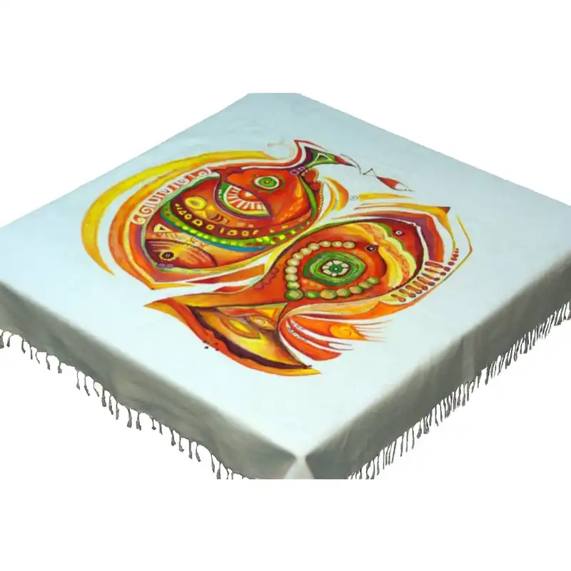 رومیزی چاپ دستی مدل ماهی جواهر نشان