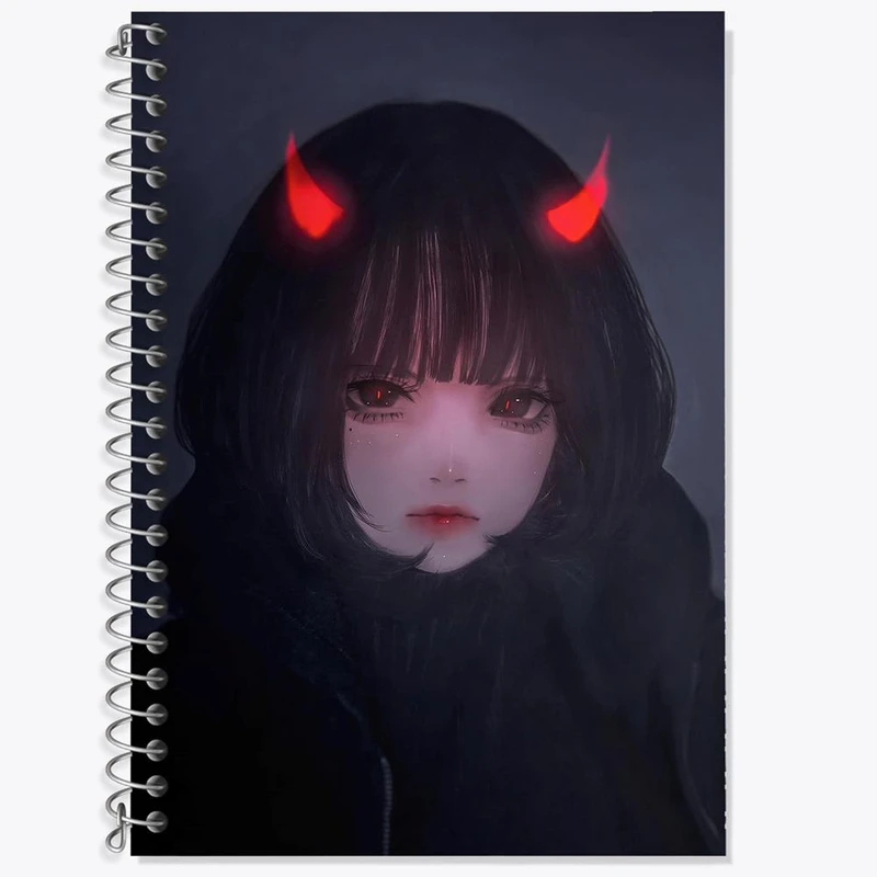 دفتر زبان 50 برگ خندالو مدل دو خط طرح دختر انیمه ای کد 18087