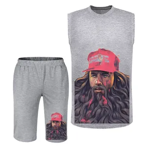 ست تاپ و شلوارک مردانه مدل مرد ریش کد N641