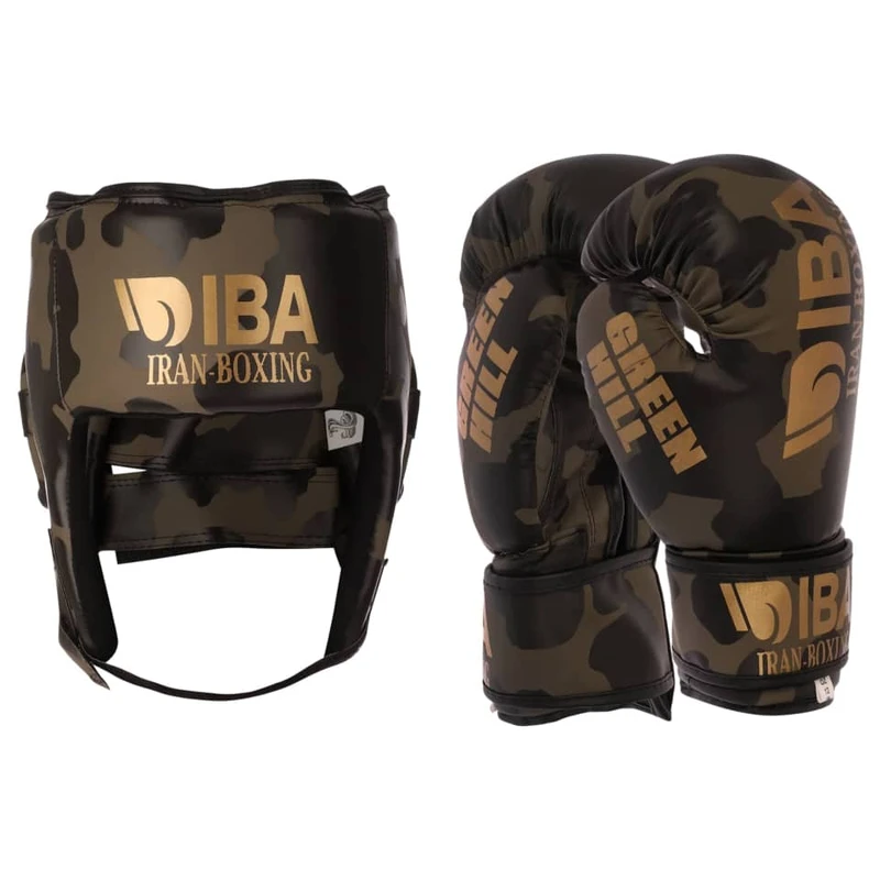 دستکش بوکس گرین هیل مدل آیبا به همراه کلاه رزمی