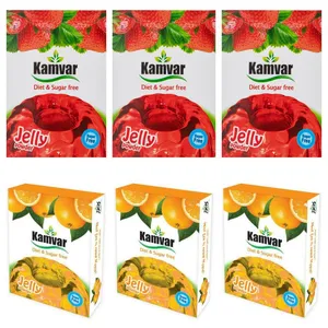 پودر ژله رژیمی بدون قند با طعم توت فرنگی و پرتقال کامور -36 گرم بسته 6 عددی