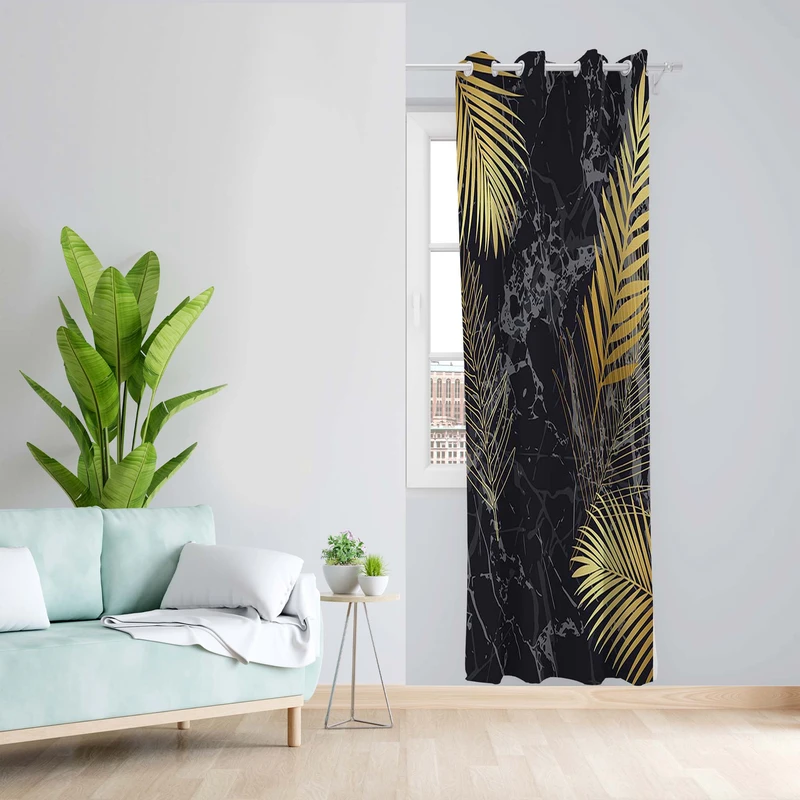 پرده طرح برگ مدل مخمل پانچی کد 5337R z سایز 140x200 سانتی متر