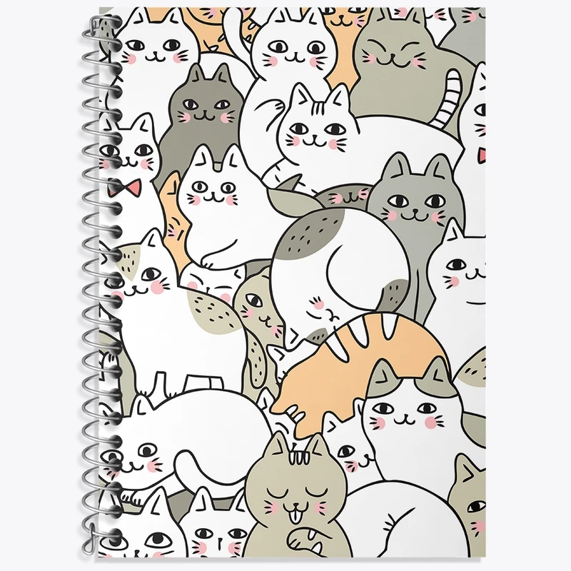 دفتر زبان 50 برگ خندالو مدل دو خط طرح گربه بامزه کد N306