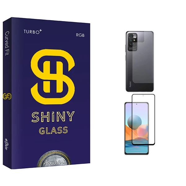 محافظ صفحه نمایش شیشه ای آتوچبو مدل Shiny Glass مناسب برای گوشی موبایل شیائومی Redmi Note 11 4G  به همراه محافظ پشت گوشی