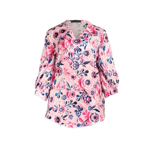 بلوز زنانه مدل آستین بند دار پشت بلند طرح گل