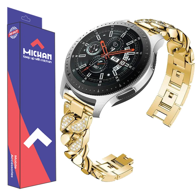 بند میچان مدل Diamond Steel مناسب برای ساعت هوشمند سامسونگ Galaxy watch 4/5/6/7/Galaxy watch 40/42/43/44/45/46
