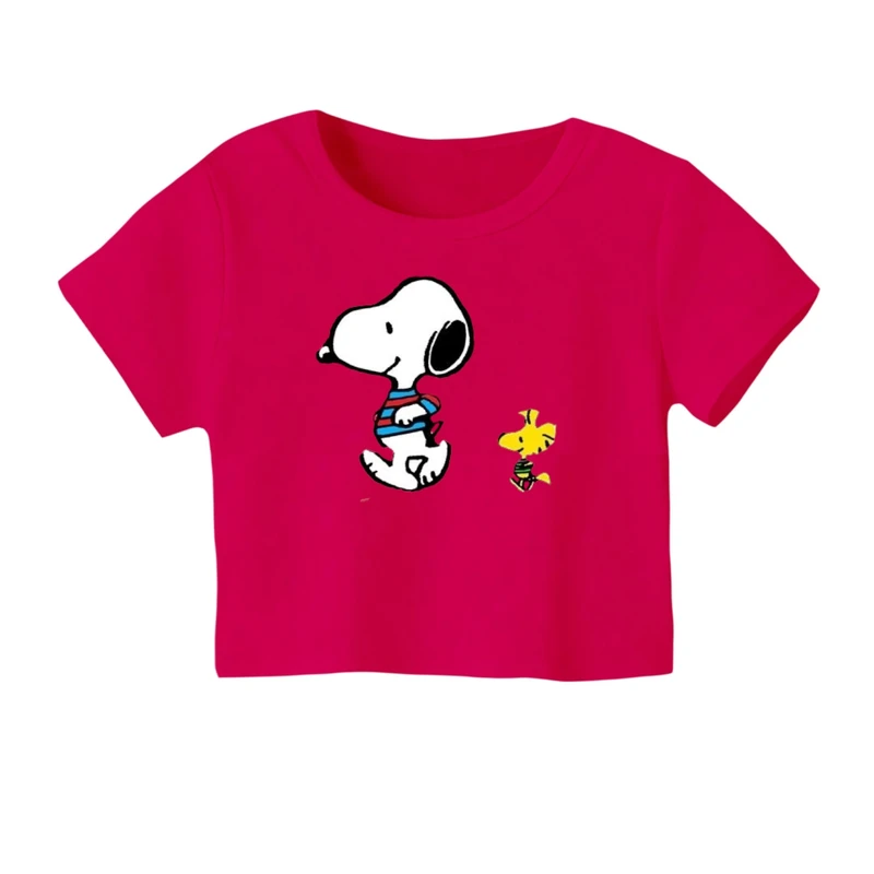 کراپ‌ تی‌شرت آستین کوتاه زنانه مدل اسنوپی کد ۵۴