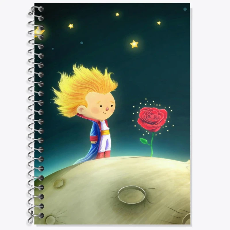 دفتر زبان 50 برگ خندالو مدل سه خط طرح شازده کوچولو کد 1840