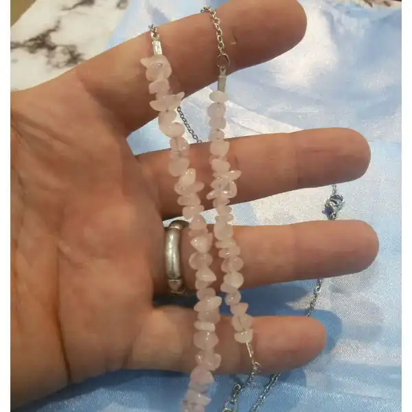 نیم ست زنانه مدل سنگ طبیعی رزکوارتز