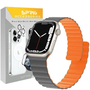 Sprig Silicone Magnetic Link GRY Strap For Apple Watch Series SE 2022 Aluminum Case 44mm / SE 2021 Aluminum Case 44mm / Series 5 44mm / Series 6 44mm / SE 44mm