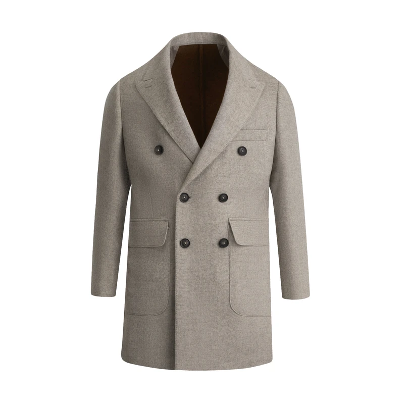 پالتو بلند مردانه کروم مدل دبل برست پشمی 2520301 