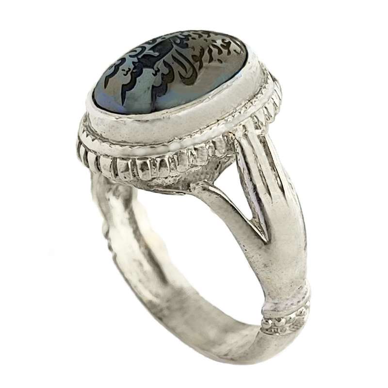 انگشتر نقره مردانه مدل عقیق حدید خطی MH5013 انگشتر نقره مردانه مدل عقیق حدید خطی MH5013