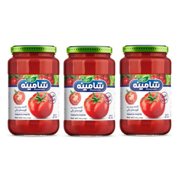 رب گوجه فرنگی غليظ شده شامينه - 700 گرم بسته 3 عددی