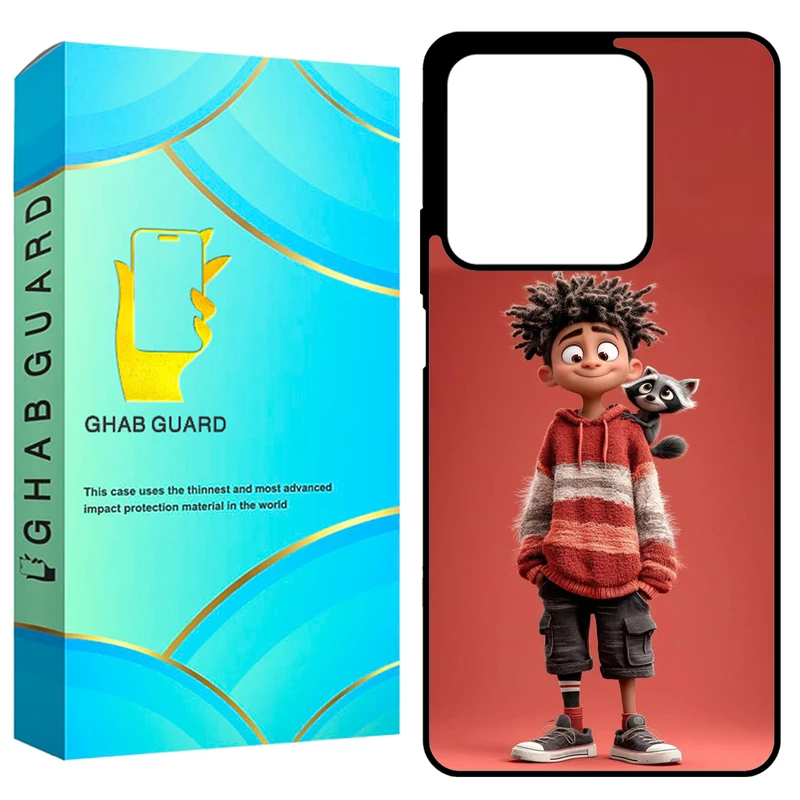 کاور قاب گارد طرح پسر و راکون مدل GCHPN134 مناسب برای گوشی موبایل شیائومی Redmi Note 13 4G