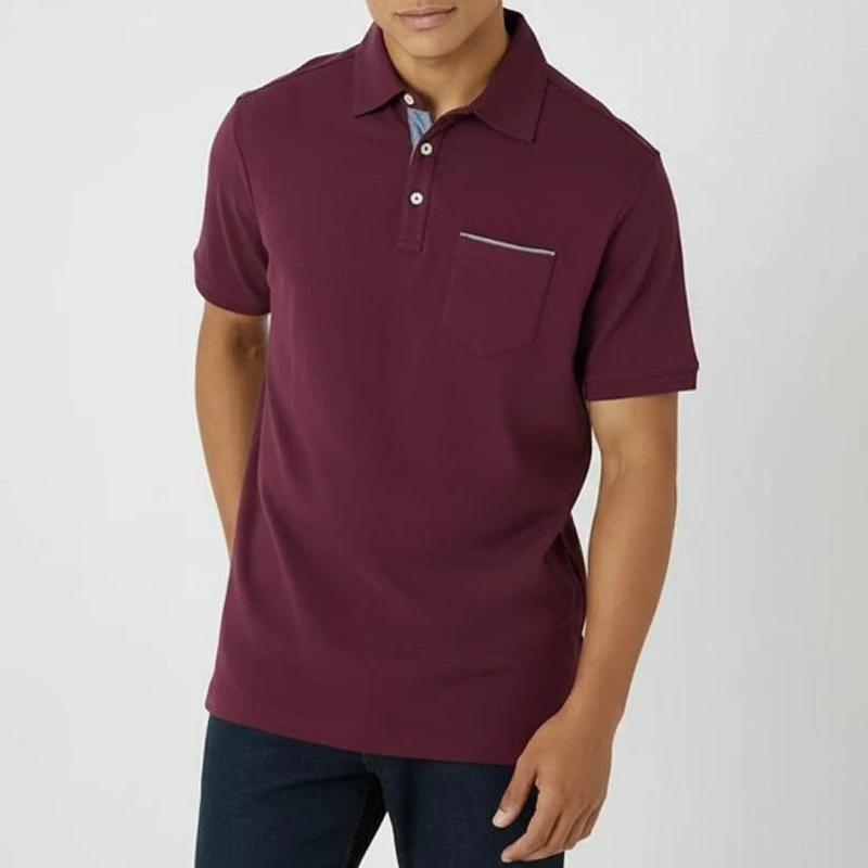 پولوشرت آستین کوتاه یقه برگردان مردانه مدل سه دکمه