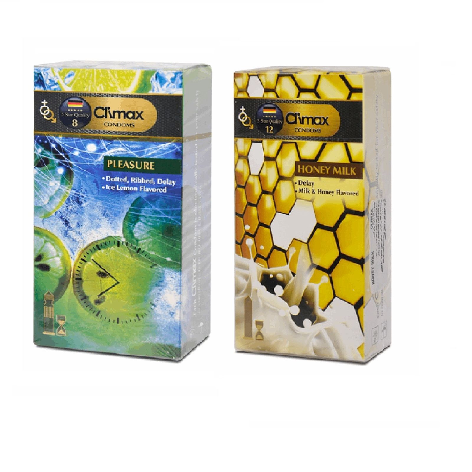 کاندوم کلایمکس مدل Pleasure  بسته 12 عددی به همراه کاندوم کلایمکس مدل Honey Milk  بسته 12 عددی  -  - 1