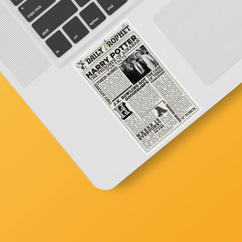 استیکر لپ تاپ و موبایل گوفی طرح روزنامه هری پاتر کد DPHP 56