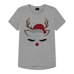 تی شرت دخترانه مدل کریسمس کد J80 رنگ طوسی