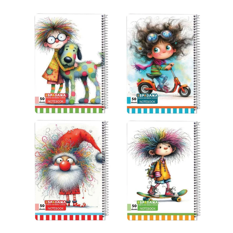 دفتر مشق 50 برگ اسپادانا مدل وروجک کد 5083689 مجموعه 4 عددی