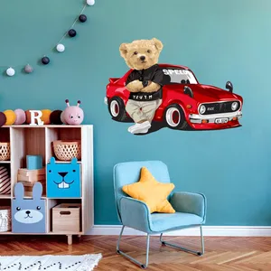 استیکر دیواری کودک گراسیپا مدل خرس و ماشین کد 134