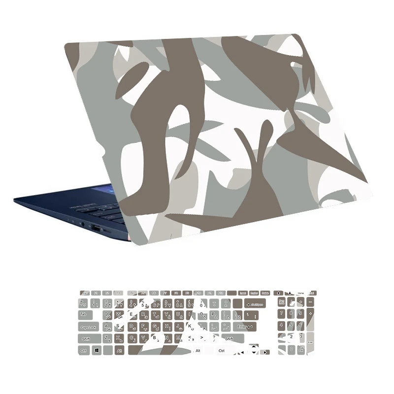 استیکر لپ تاپ توییجین و موییجین طرح Military کد 24 مناسب برای لپ تاپ 15.6 اینچ به همراه برچسب حروف فارسی کیبورد 