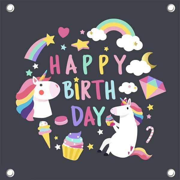 بنر تولد طرح اسب تک شاخ کد BnArt-47