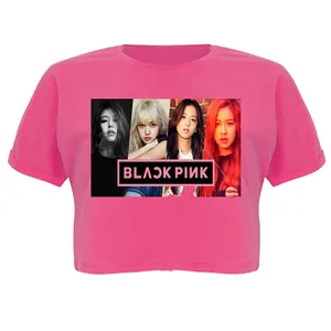 کراپ‌تاپ آستین کوتاه زنانه مدل BLACK PINK  کد P05 P