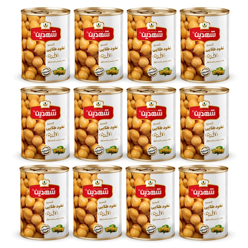 کنسرو نخود طلایی کابلی چنا شهدین - 370 گرم بسته 12 عددی