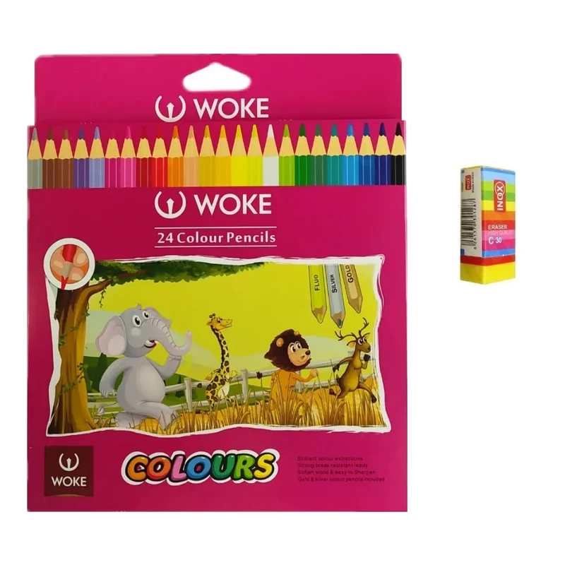 مداد رنگی 24 رنگ ووک مدل اسطوره به همراه تراش مجموعه 25 عددی