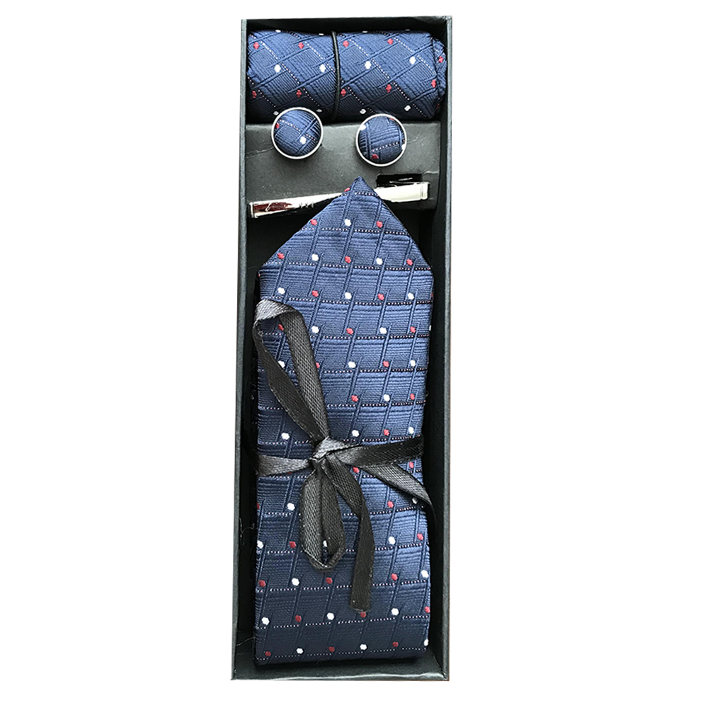 ست کراوات و دستمال جیب و دکمه سردست مردانه مدل SET 011