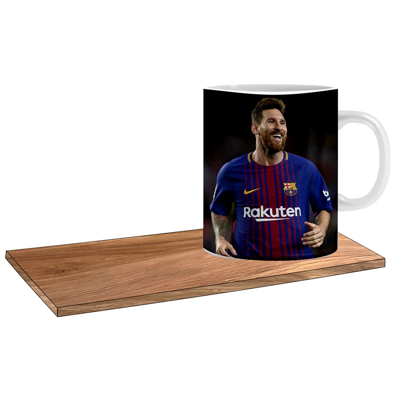 ماگ ال ایکس پی طرح فوتبالی مسی کد 309 به همراه زیر لیوانی