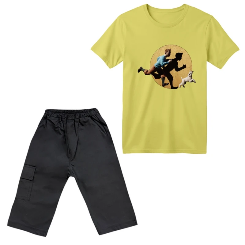 ست تی‌شرت آستین کوتاه و شلوارک پسرانه مدل تن تن