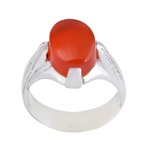 انگشتر نقره مردانه بازرگانی میلادی مدل عقیق سرخ طبیعی کد AM_2658