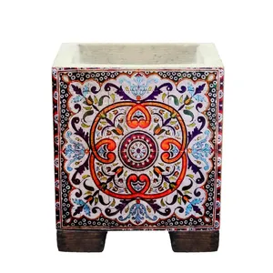  گلدان بتنی طرح کاشی کد 05