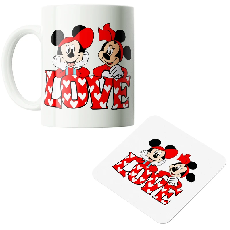 ماگ پاد آفرین مدل کارتونی میکی موس کیوت فانتزی بامزه کد PZ324 به همراه زیرلیوانی