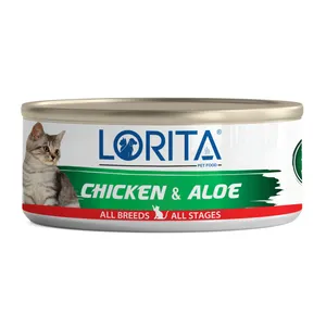 کنسرو غذای گربه لوریتا مدل NATURAL CHICKEN & ALOE وزن 90 گرم