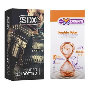 کاندوم سیکس مدل Super Dotted بسته 12 عددی به همراه کاندوم ایکس دریم مدل Double Delay بسته 12 عددی