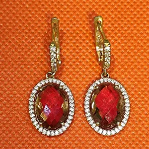 گوشواره نقره زنانه مدل سنگ الکساندریت کد P900