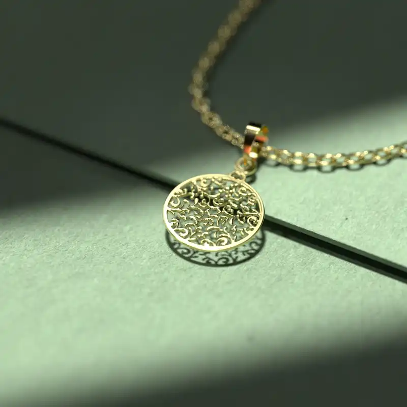 گردنبند طلا 18 عیار زنانه مدوپد مدل دایره اسلیمی کد SS1118