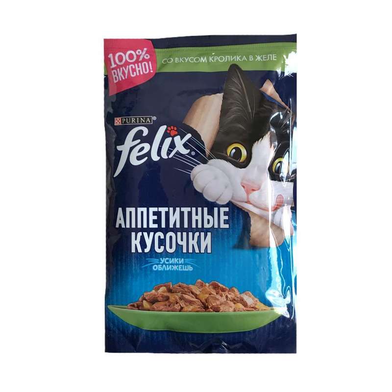 پوچ گربه فلیکس مدل گوشت خرگوش در ژله وزن 85 گرم