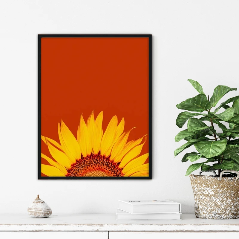 تابلو آتریسا طرح گل آفتابگردان مدرن مدل ATFF325 فریم مشکی