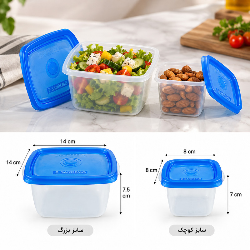 ظرف نگهدارنده با بدنه پلاستیکی سانرمو مدل zf-k-b مناسب برای قرار دادن در یخچال بسته 2 عددی