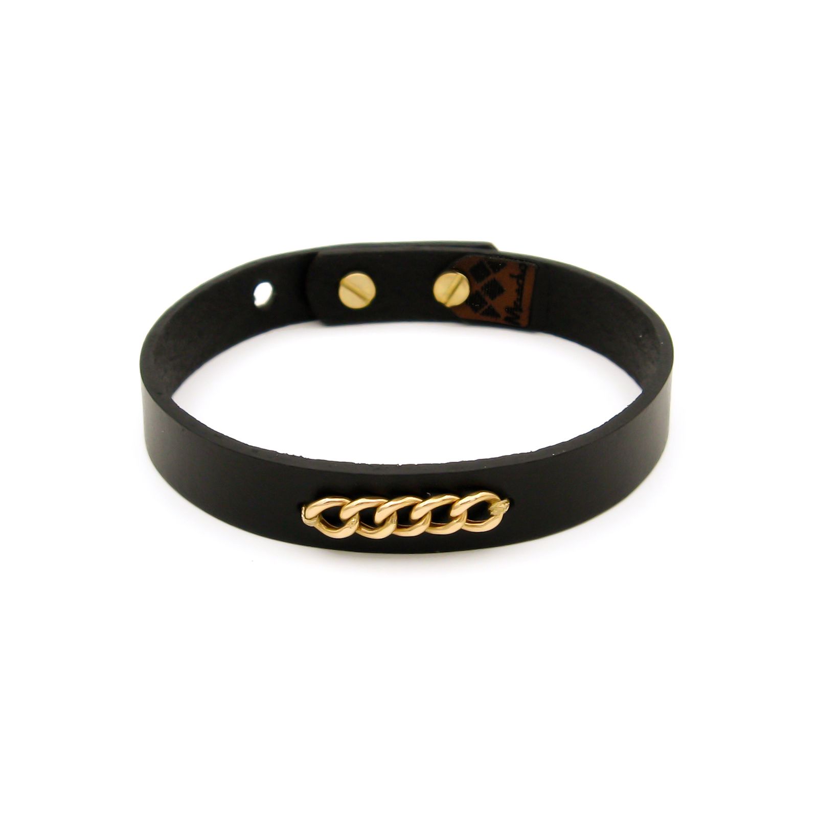 دستبند چرم و طلا 18 عیار مردانه مانچو مدل bfg242 -  - 3