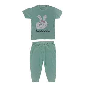 ست تی شرت آستین کوتاه و شلوارک دخترانه مدل خرگوش